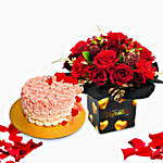 Beautiful Valentine Roses Arrangement With Fairy Cake