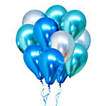12 Pieces Blue Green And Silver Chrome Balloons