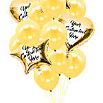 Heart & Star Shaped Customized Text Golden Balloons