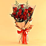 Red Roses & Limonium Beautifully Tied Bouquet
