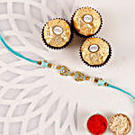 Sneh Designer Blue Stone Rakhi & Ferrero Rocher