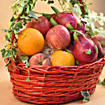 Dendrobium & Assorted Fruits Red Oval Basket