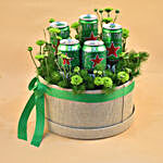 Green Button & Heineken Beer Round Gift Box