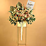 Blissful Mixed Flowers Golden Stand