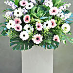 Serene Mixed Flowers Grey Stand