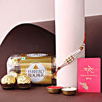 Sneh White Pearl Bead Rakhi and Ferrero Rocher Combo