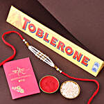 Sneh White Pearl Bead Rakhi with Toblerone Chocolate