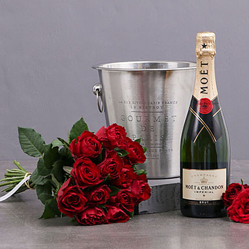 Red Roses Moet And Ice Bucket