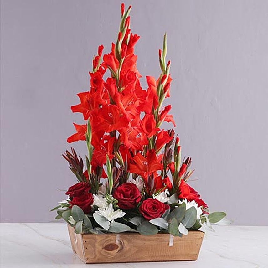 Red And White Gladiolus Arrangement