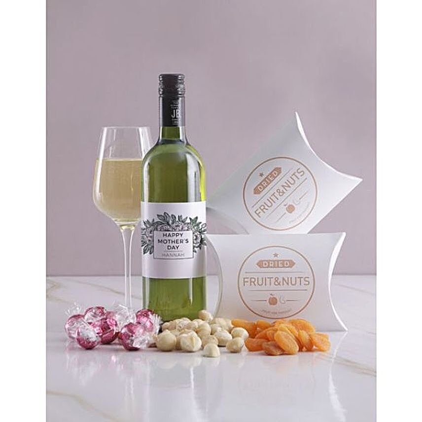 Personalised Mothers Day Fruits And Wine Hamper