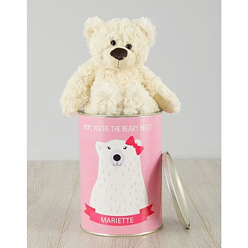 Personalised Beary Best Mom Teddy Tin:Send Diwali Gifts to South Africa
