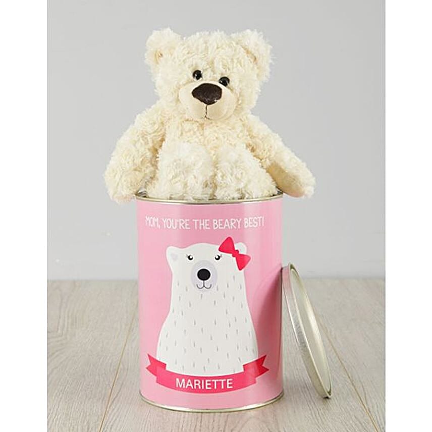 Personalised Teddy For Mom Tin