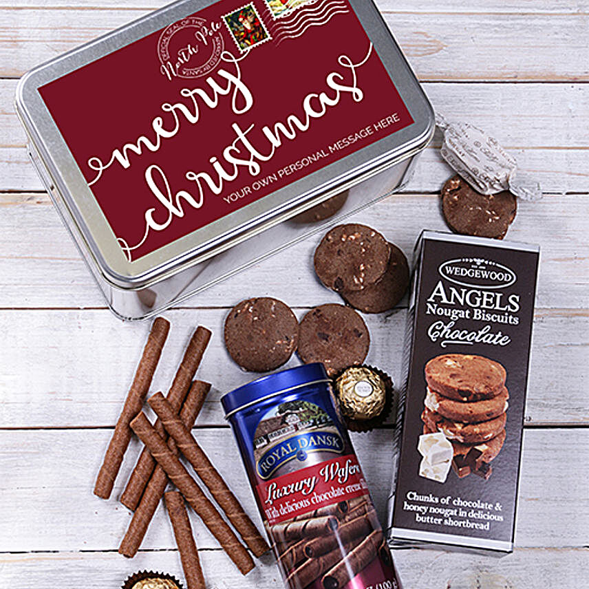 Personalised Christmas Post Snack Tin