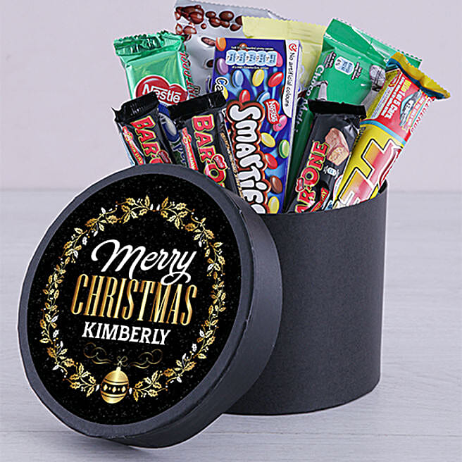 Personalised Golden Christmas Chocolate Hat Box southafrica Gift