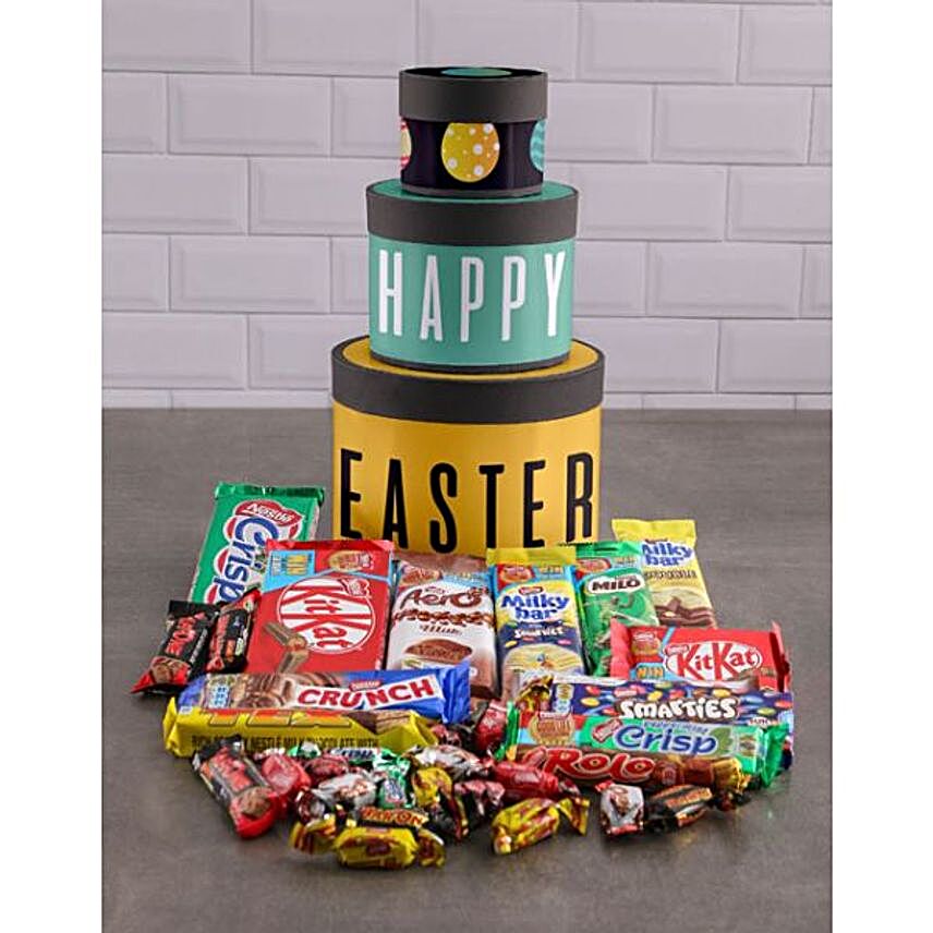 Happy Easter Chocolate Hat Box Tower:Easter Gift Delivery in South Africa