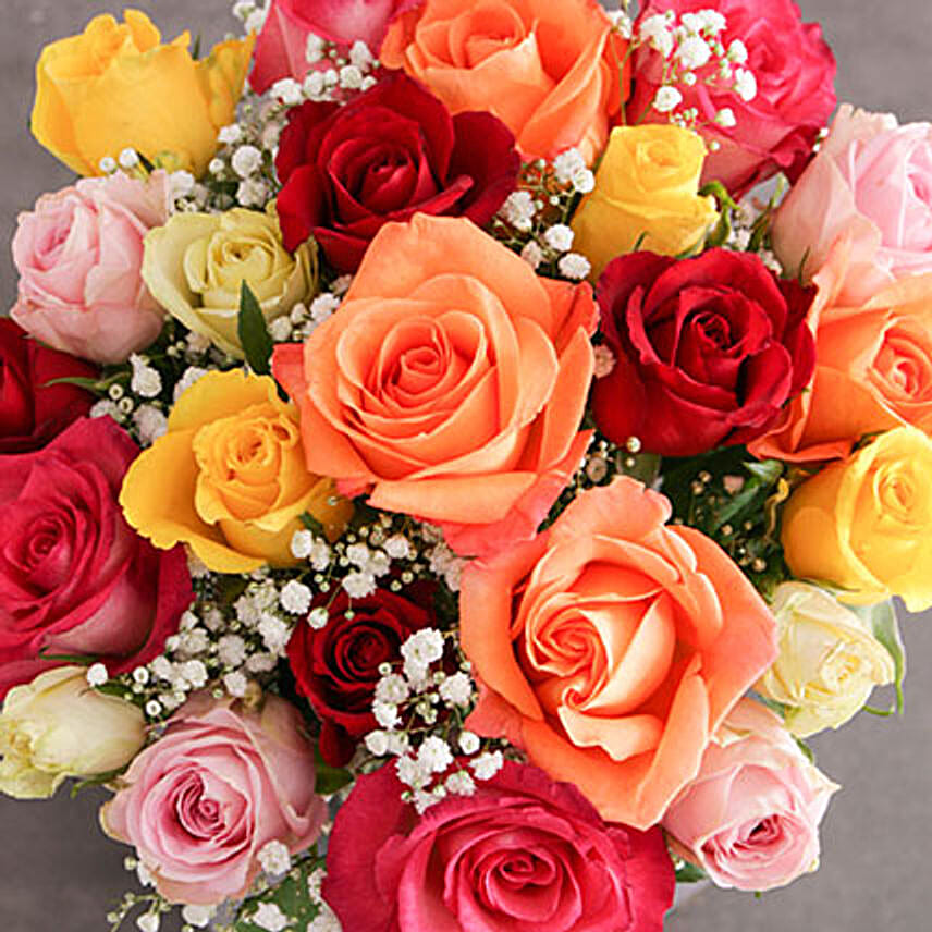 Mixed Roses And Million Stars In A Vase
