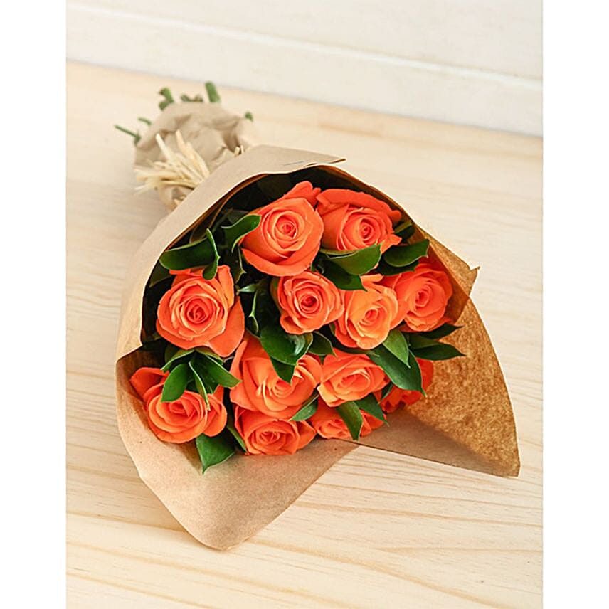 Orange Rose Bouquet 12 Roses