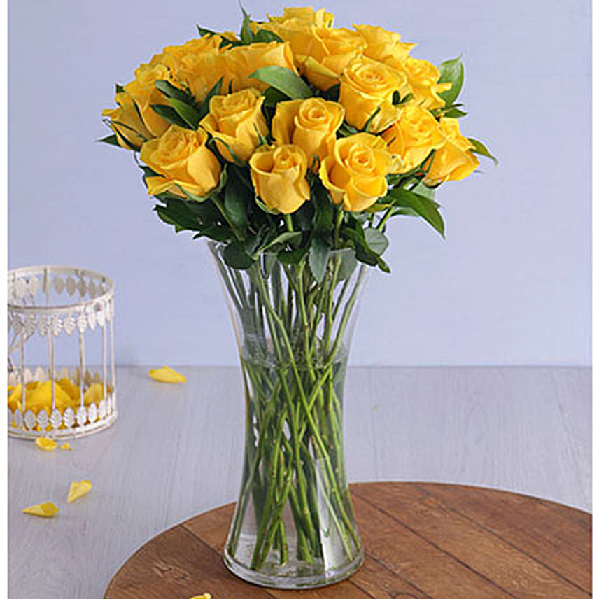 Yellow Roses In A Vase