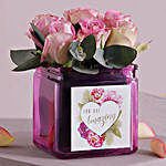 Pink Love Roses In Square Vase