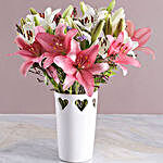 Asiflorum Lilies In Heart Pattern Vase