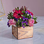 Vibrant Floral Wood Crate