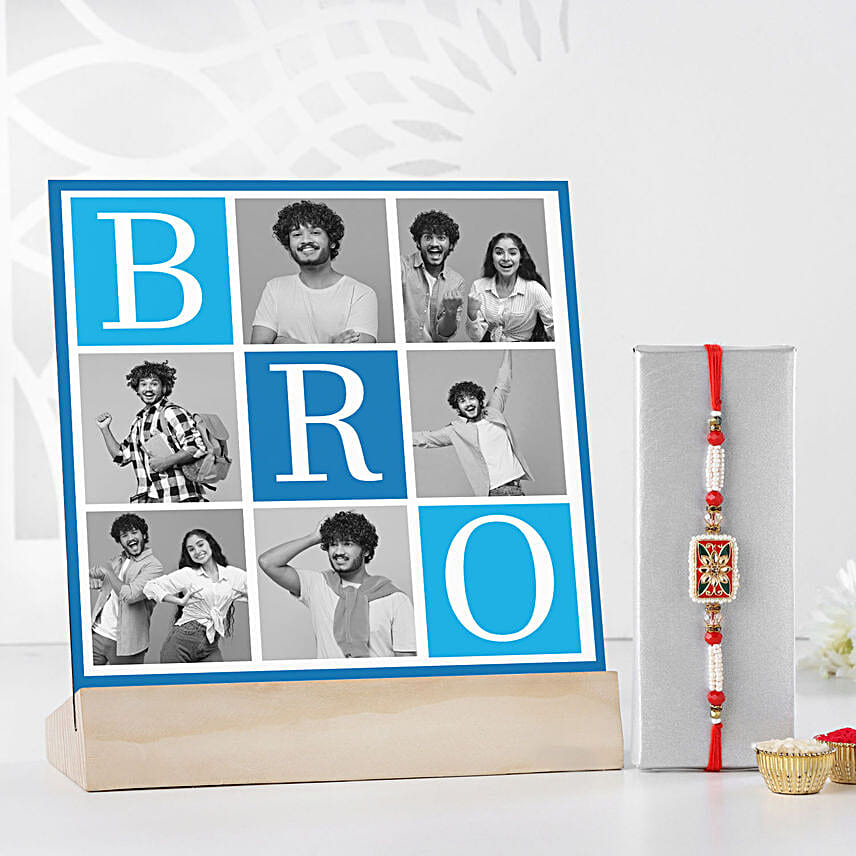 Pearly Style Rakhi N Personalised Frame For Brother