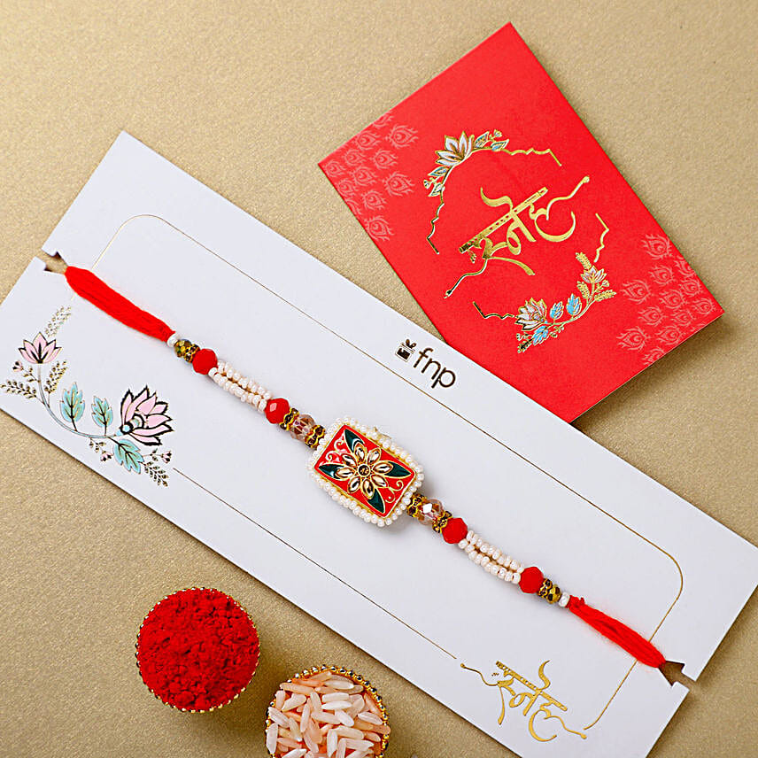 Pearly Style Rakhi N Personalised Frame For Brother