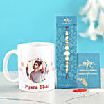 White Pearl Rakhi And Personalised Mug Combo