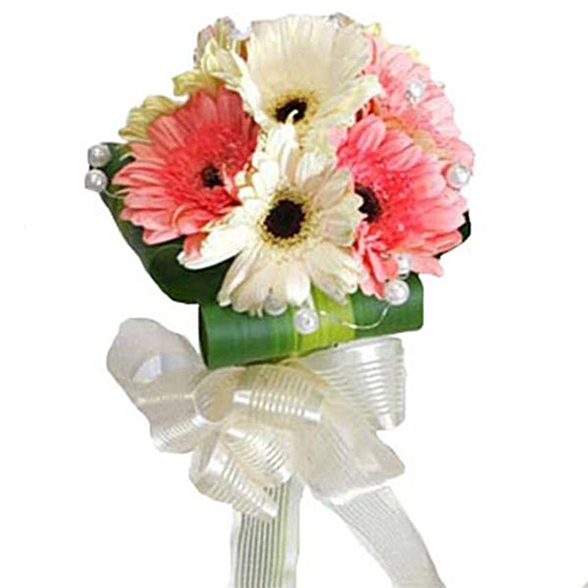 Elegant Pink And White Gerberas Bouquet