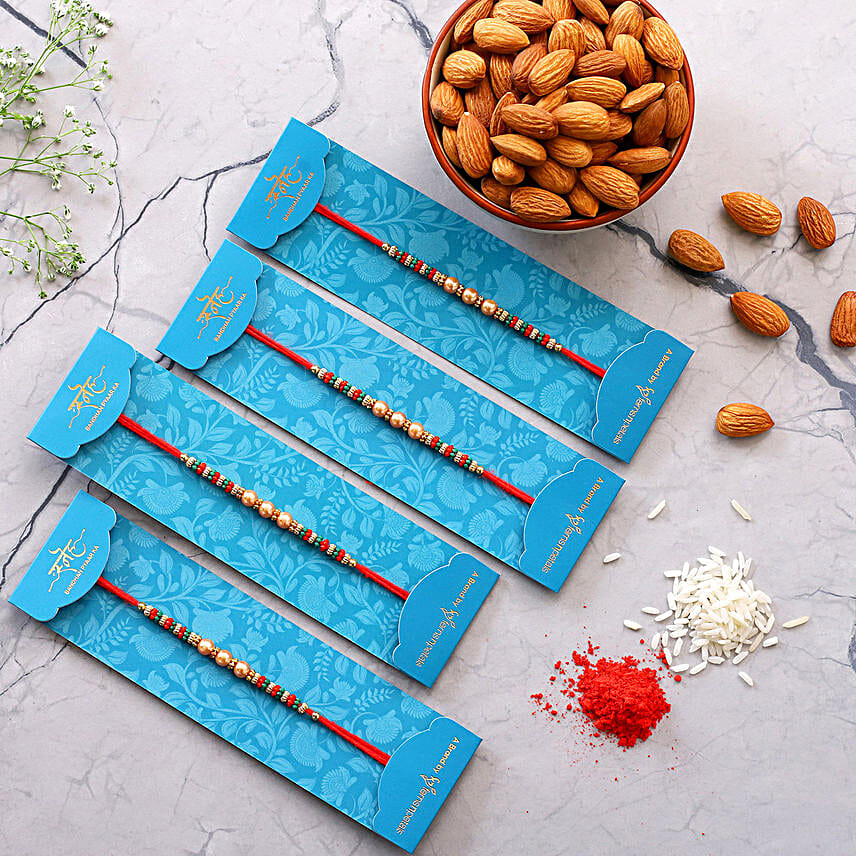 4 Pearl Mauli Rakhis And Healthy Almonds