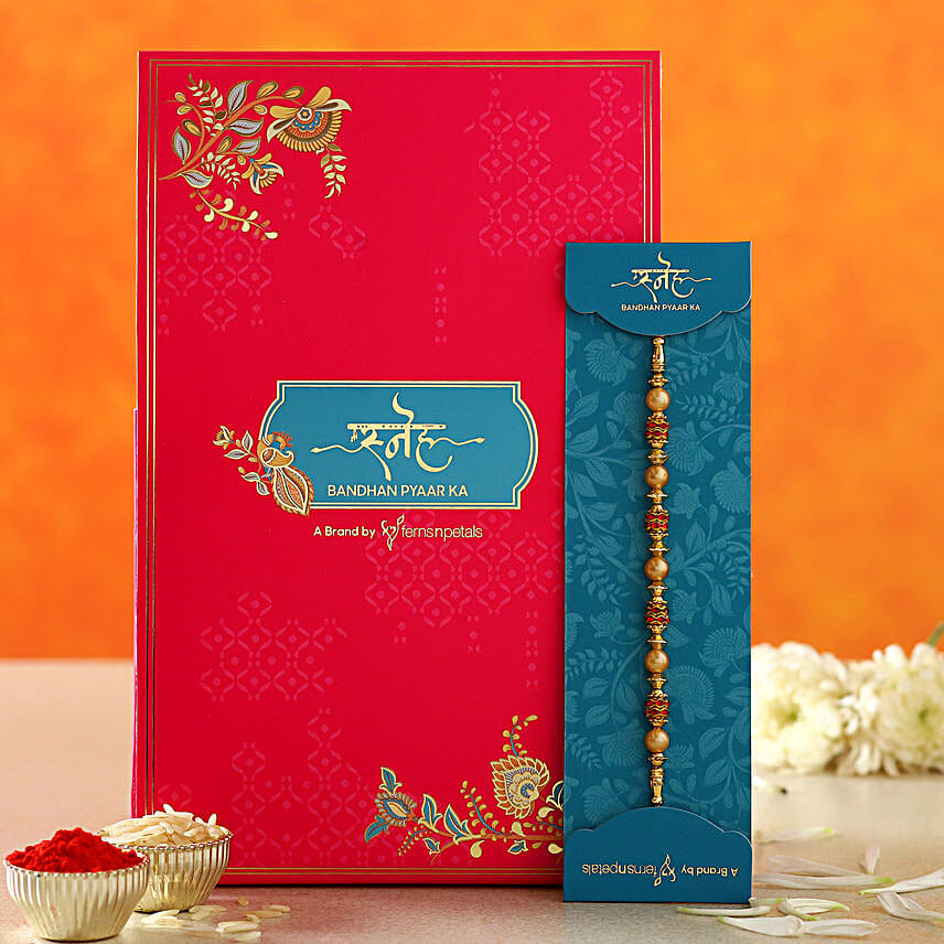 Traditional Golden Pearl Rakhi