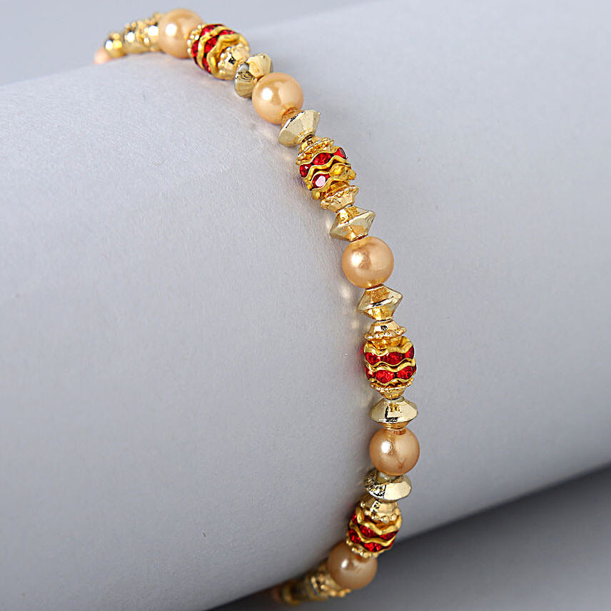 Traditional Golden Pearl Rakhi