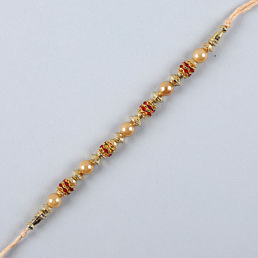 Traditional Golden Pearl Rakhi