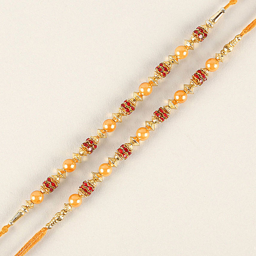 Traditional Pearl Studded Rakhis Set Of 2
