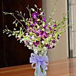 Purple And White Orchids Vase Arrangement