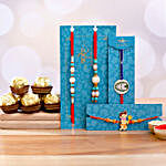 Kids Rakhi Combo And Pearl Lumba Rakhi Set With 5 Pcs Ferrero Rocher