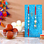 Blue Lumba Rakhi Set With Gulabjamun And Rasgulla