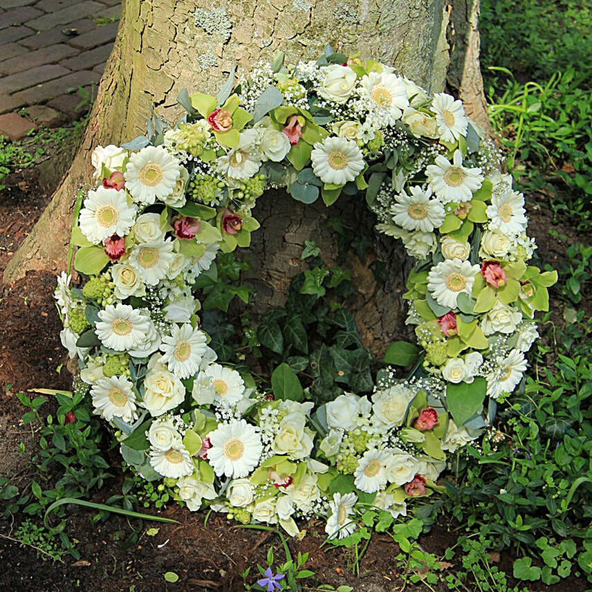 White Funeral Wreath