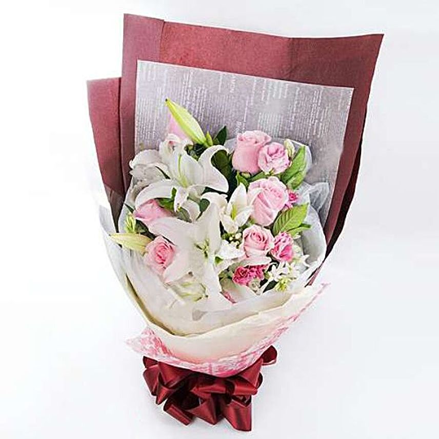 Exotic Rose And Lilies Duo Bouquet