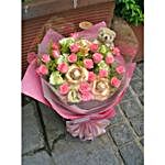 Rose And Eustoma Bouquet With Ferrero Rocher
