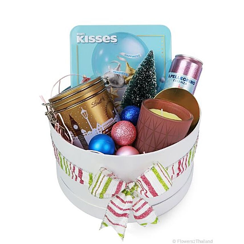 Sweet Treats And Glass Candle Christmas Hamper