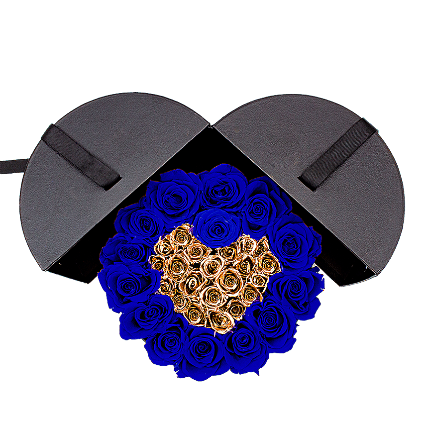 Azure Blue And 24K Gold Forever Roses Box