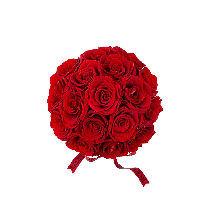 Red Eternity Roses White Round Box