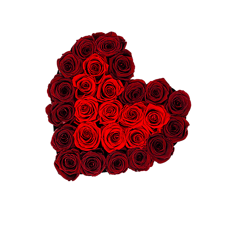 Shades Of Red Eternity Roses Heart Box