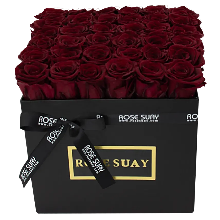 Wine Red Eternity Roses Square Box