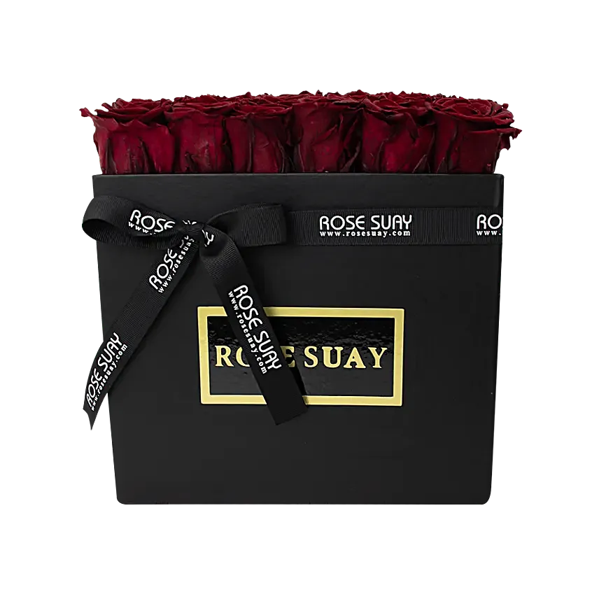 Wine Red Eternity Roses Square Box