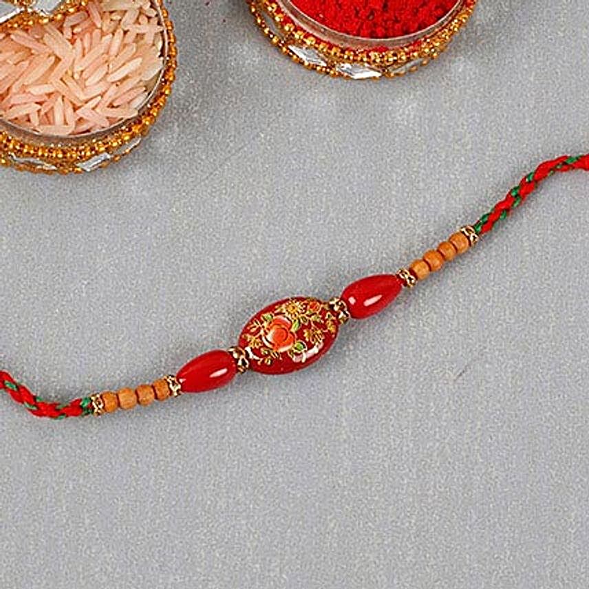 Painted Red Beads Rakhi