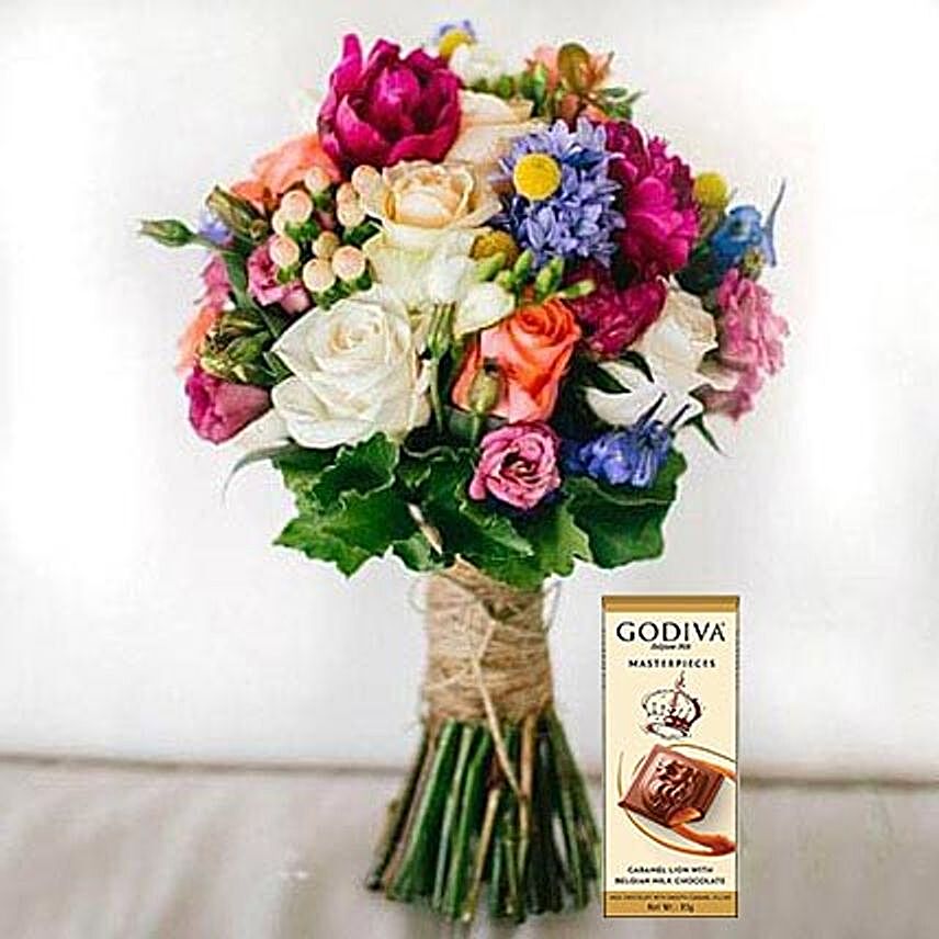 Mixed Flowers Bouquet and Chocolate Combo:Send Birthday Chocolates to UAE