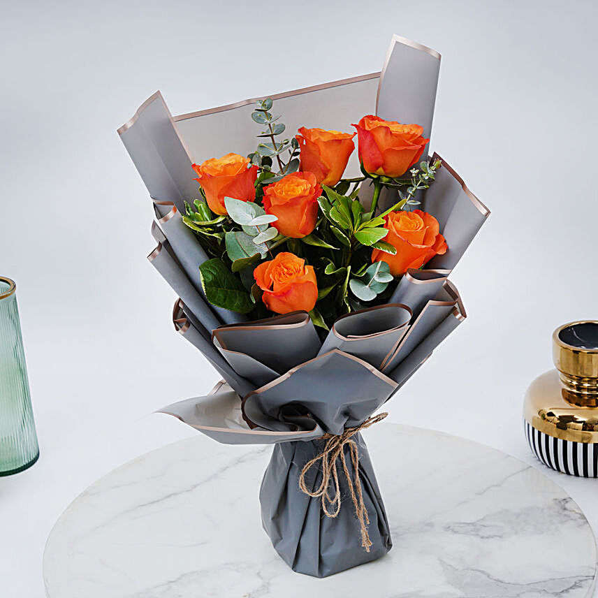 Bouquet Of Orange Roses:Flower Bouquet to UAE