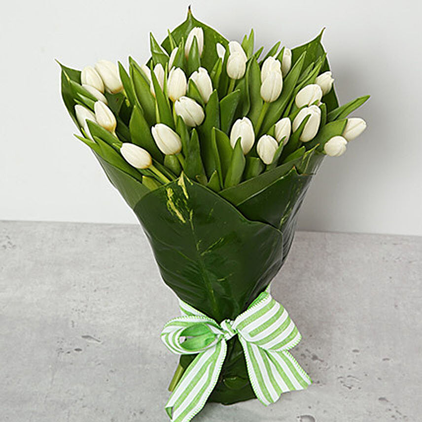 White Tulips Bouquet:Send Tulip Flowers to UAE